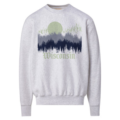 Wisconsin Watercolor Treeline Pro-Weave Crewneck