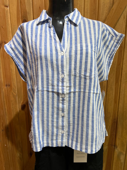 Dash Linen Cap Sleeve Top