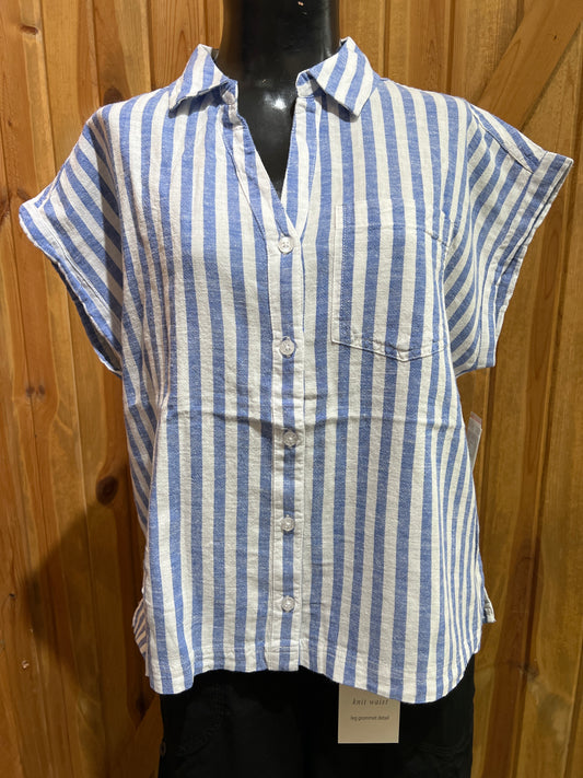 Dash Linen Cap Sleeve Top