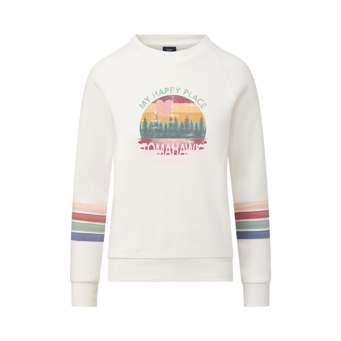 My Happy Place Striped Sleeve Crewneck