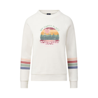 My Happy Place Striped Sleeve Crewneck