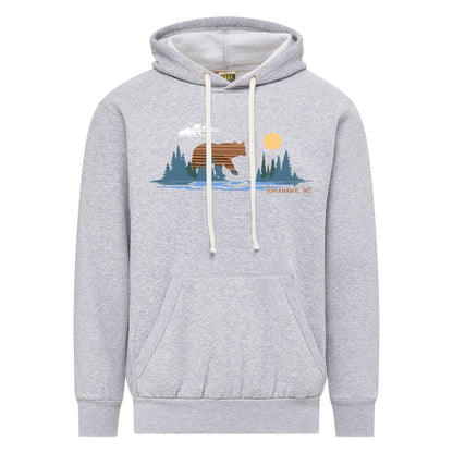 Tomahawk Bear Lake Scene Vintage Fleece Hoodie