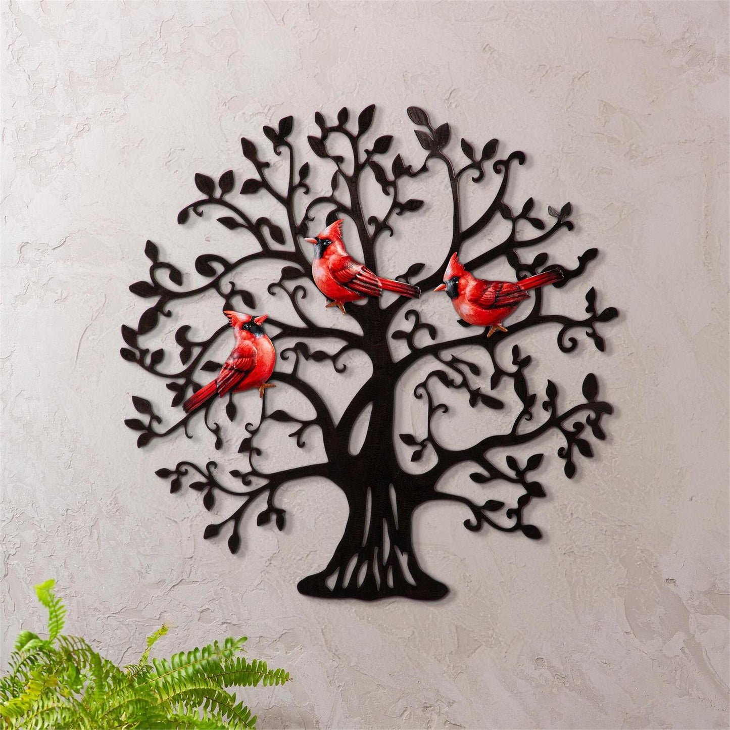 Metal Tree With Cardinals Wall Decor