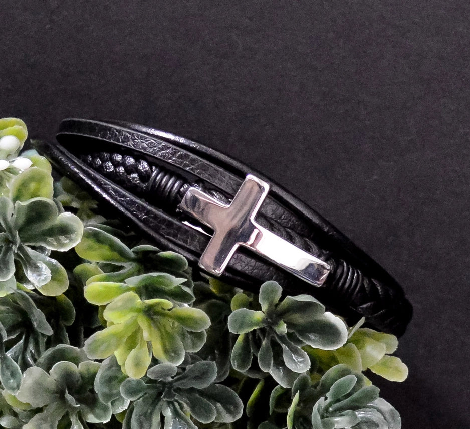 Cross Leather Bracelet