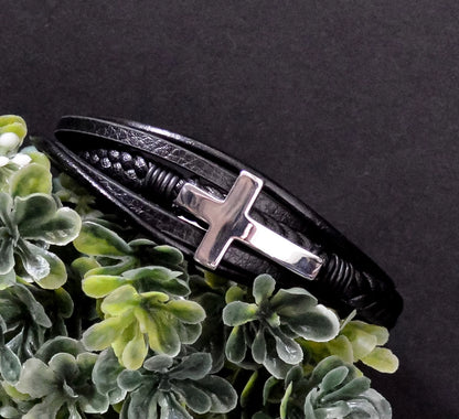 Cross Leather Bracelet