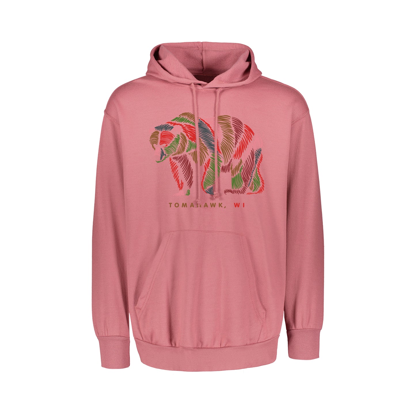 Colorful Bear Embroidered Fleece Hoodie