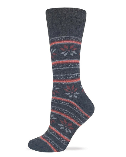 Wise Blend Ladies Merino Wool Floral Frost Crew Sock