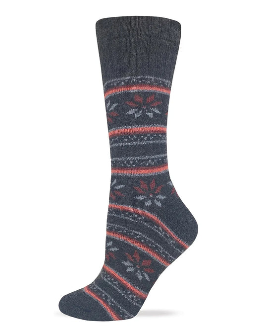 Wise Blend Ladies Merino Wool Floral Frost Crew Sock