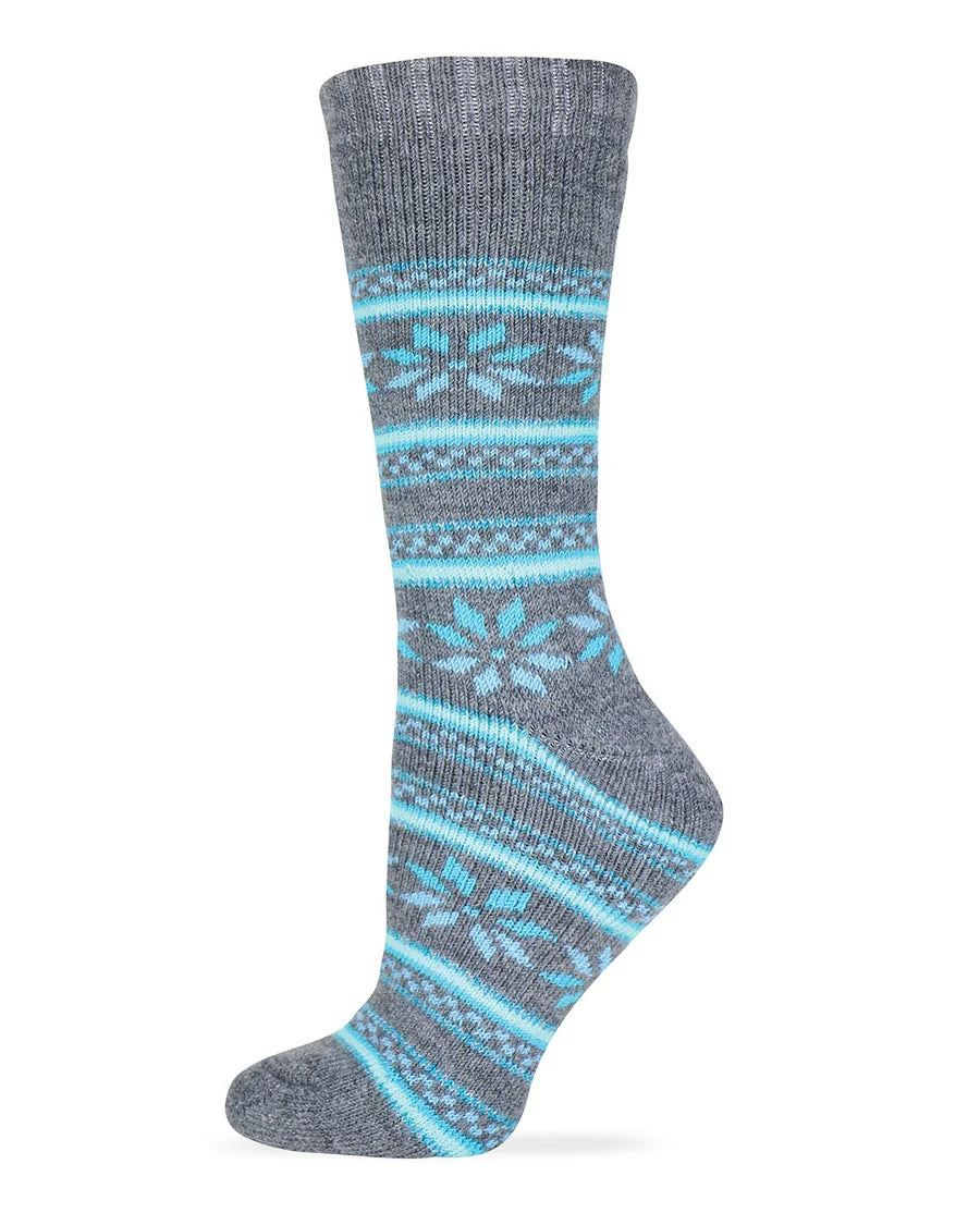 Wise Blend Ladies Merino Wool Floral Frost Crew Sock