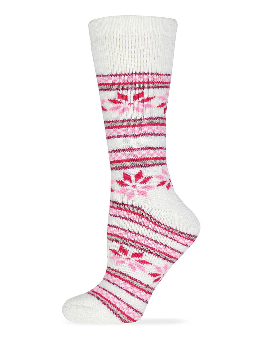Wise Blend Ladies Merino Wool Floral Frost Crew Sock