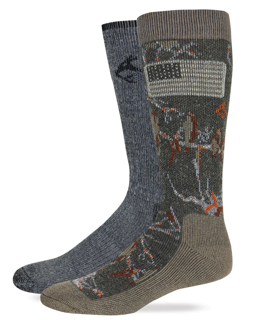 Realtree Men's Camo Merino Wool Blend Mid Calf Boot Socks - 2 Pack