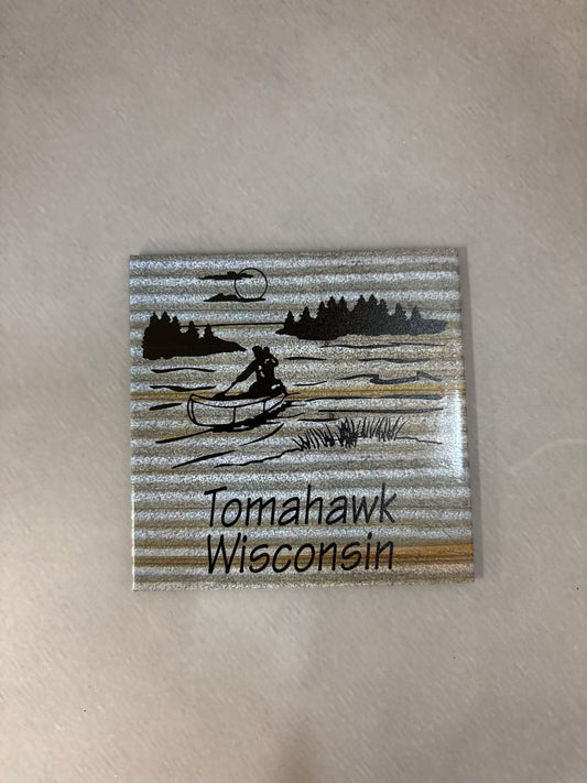 Corrugated Metal Canoe Tomahawk Magnet