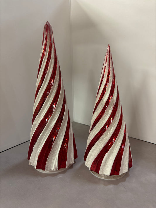 Red and White Striped Tree Table Decor