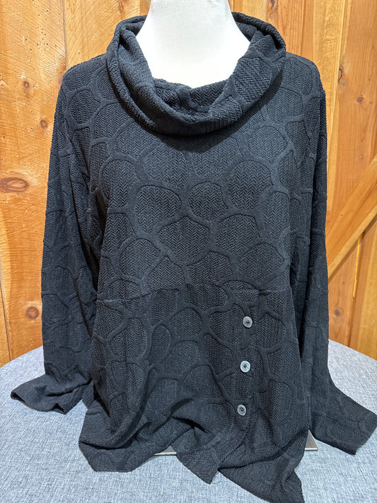 Creation Black Turtle Neck Side Button Top