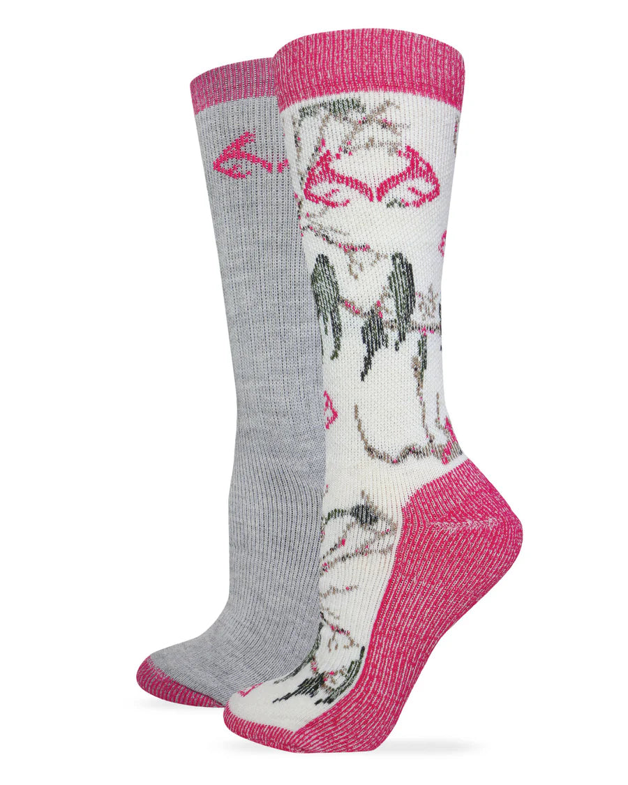 Realtree Men's Camo Merino Wool Blend Mid Calf Boot Socks - 2 Pack