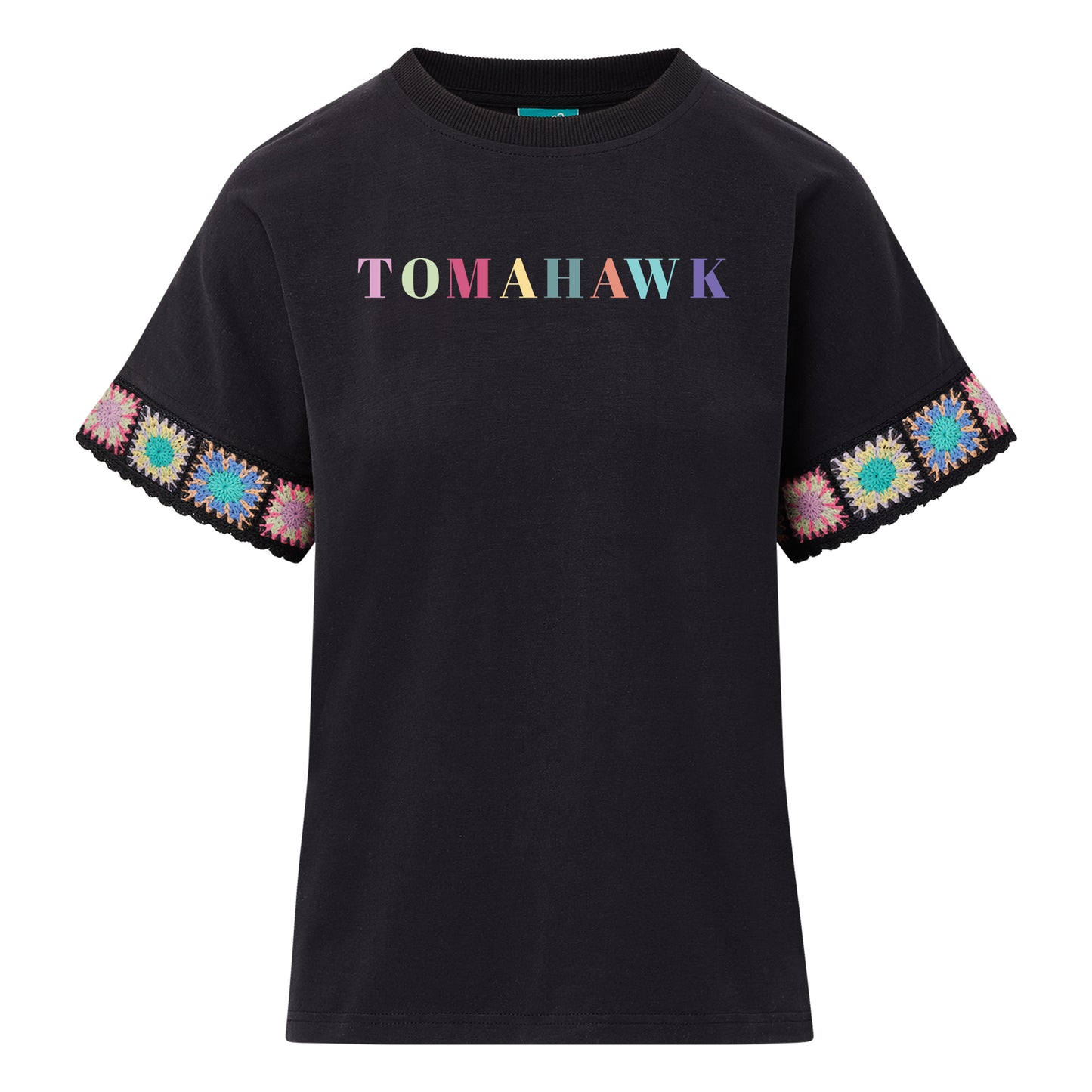 Tomahawk Embroidered Floral Sleeve T-Shirt