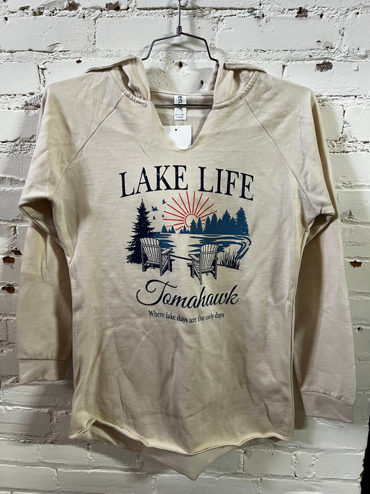 Lake Life Tomahawk Ladies Beach Fleece Pullover Hoodie