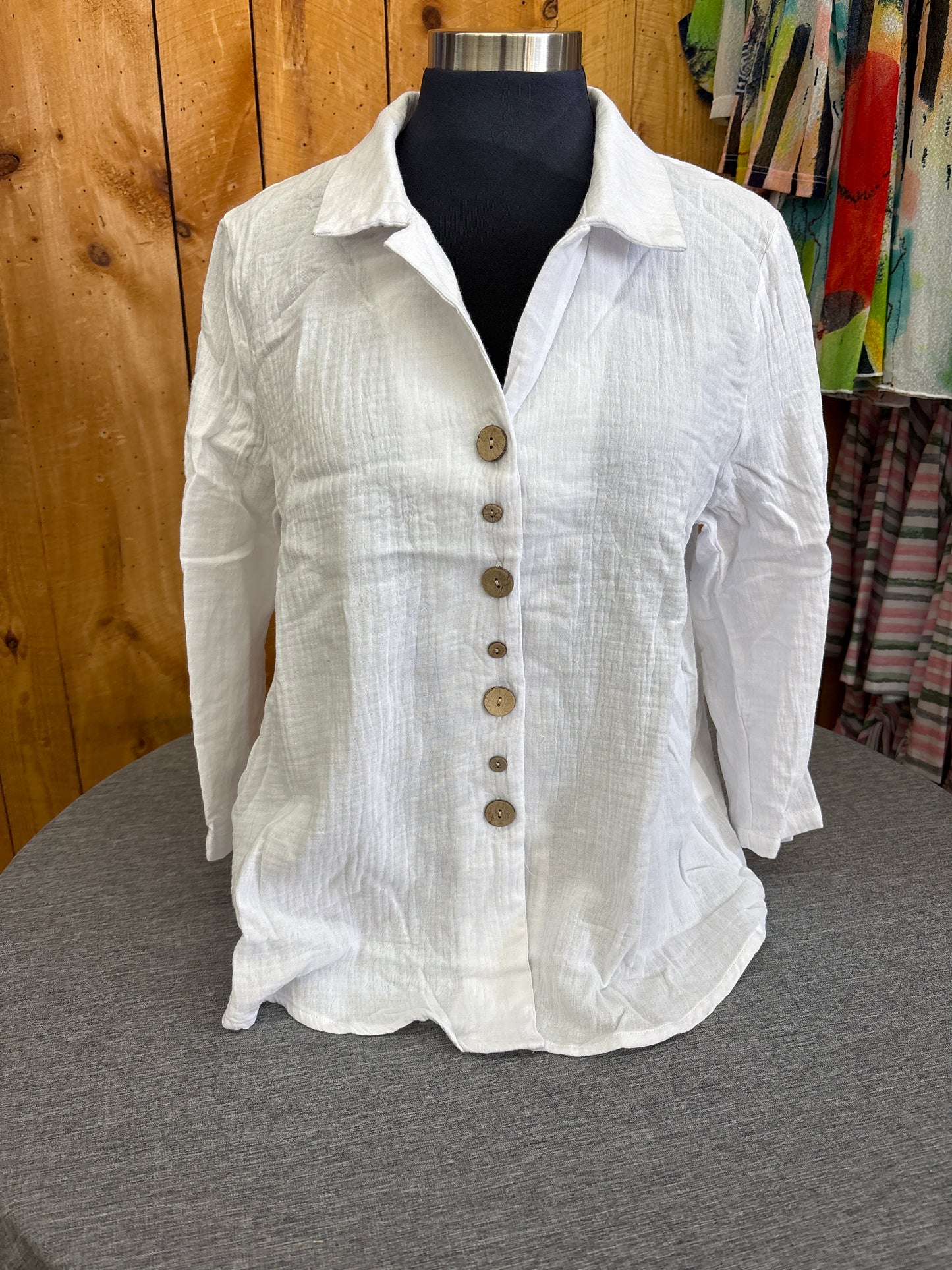 Alternating Button White Top