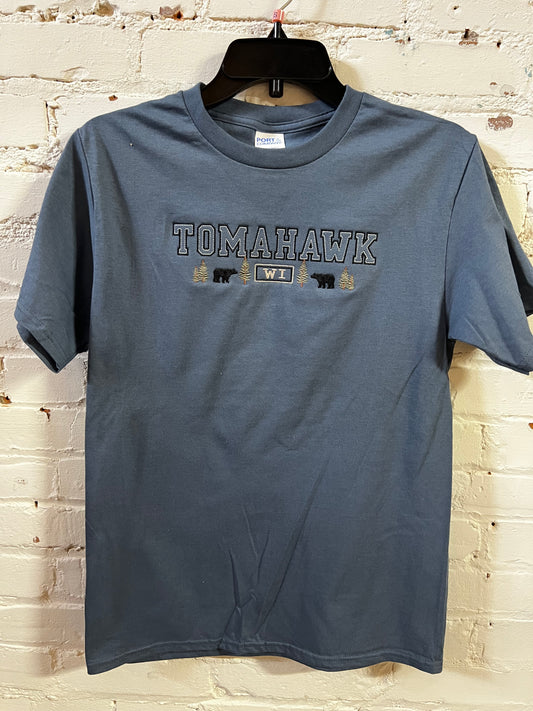 Tomahawk Embroidered Bear With Trees T-Shirt
