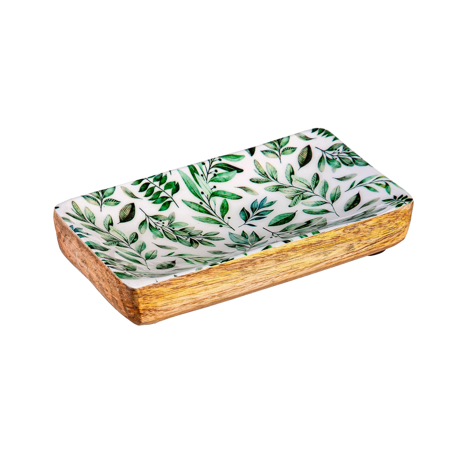 Olive Oasis Wood Trinket Tray