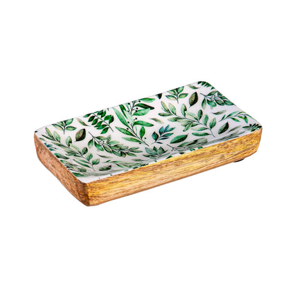 Olive Oasis Wood Trinket Tray
