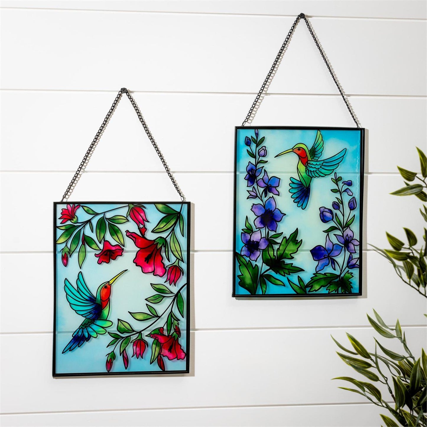 Hummingbird Stained Glass Wall Decor