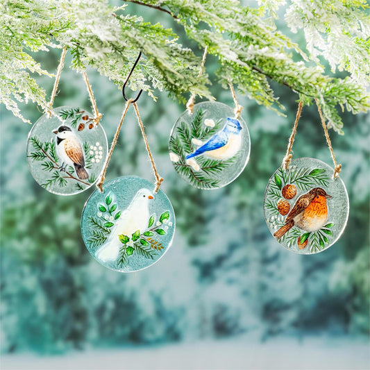 Hand Painted Glass Bird Suncatcher
