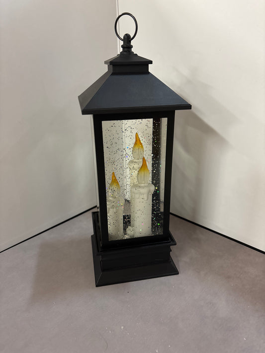 LED Flickering Candle Trio Snow Globe Lantern