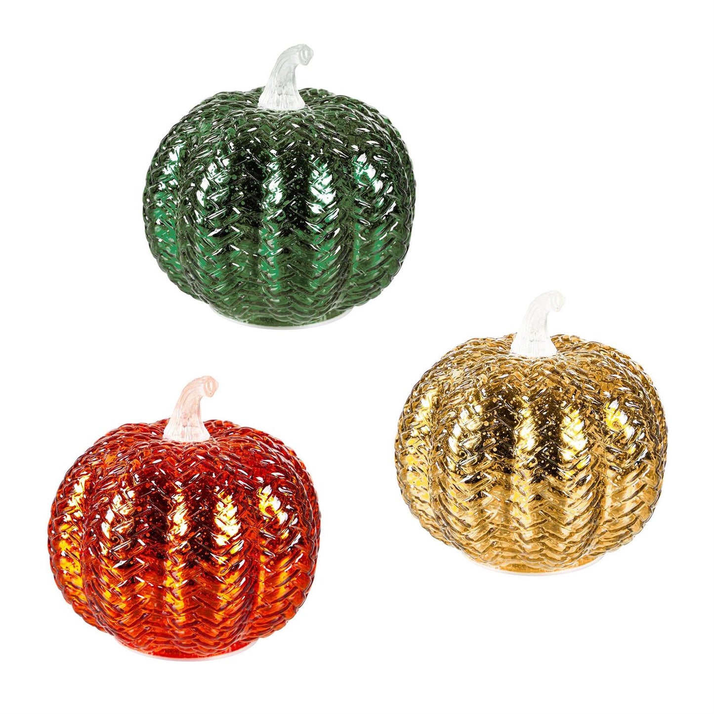 Harvest Blossom LED Glass Pumpkin Table Decor