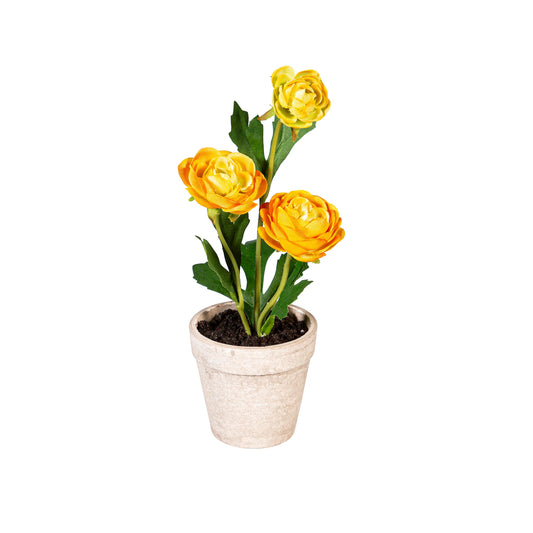 Faux Floral Tabletop Decor in Cement Look Pot