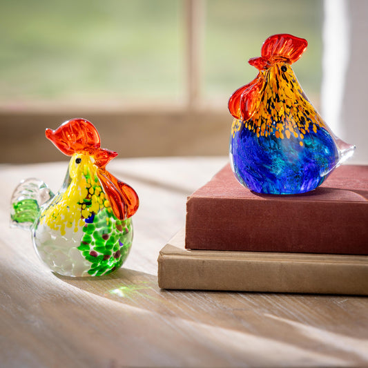Glass Rooster Table Decor