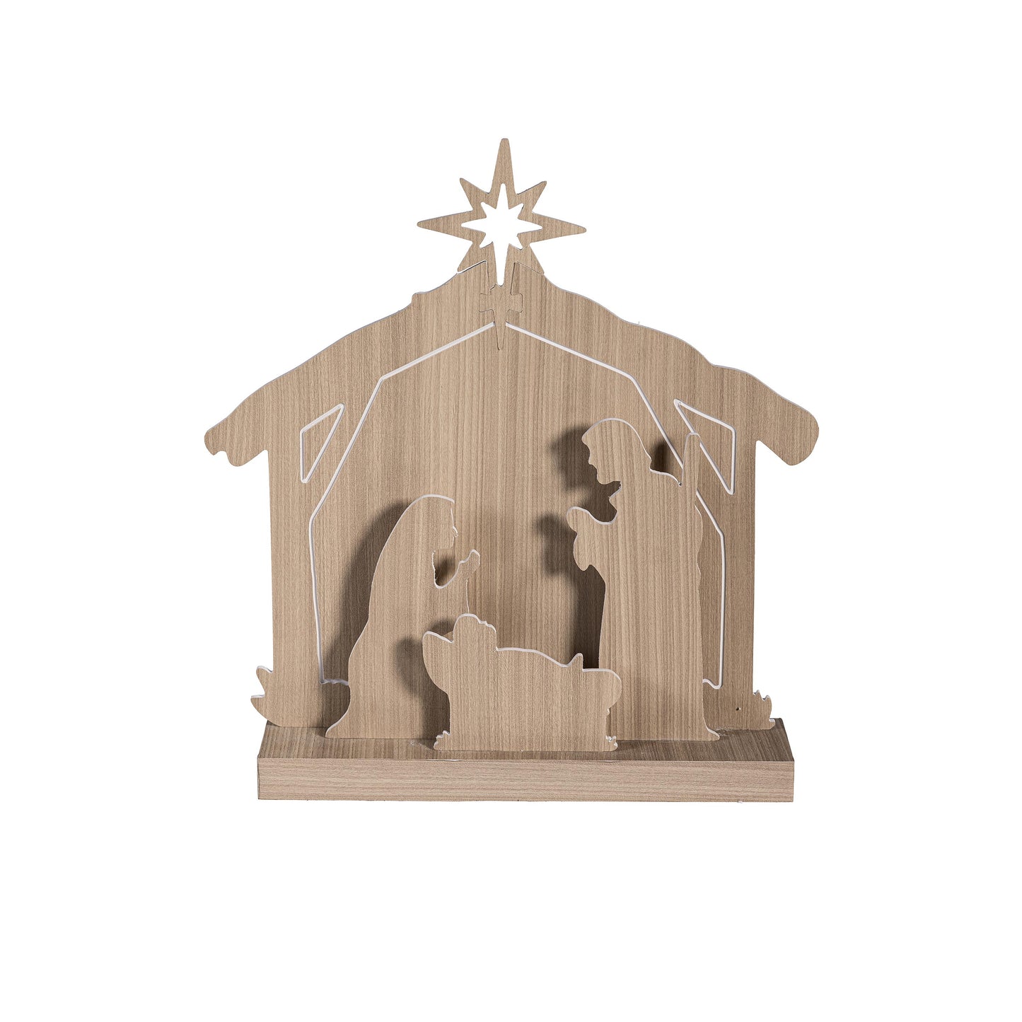 Wood Decor LED Nativity Scene