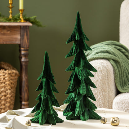 Shades of Green Flocked Resin Tree