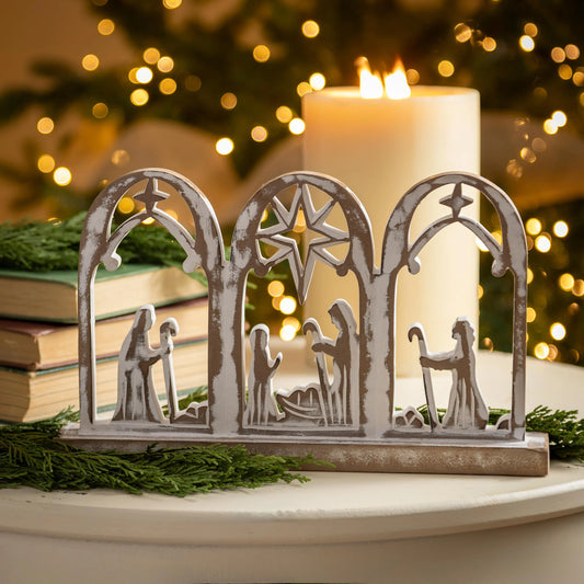 Wood Nativity Scene Table Decor