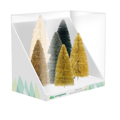 Shades of Green Tree Set Table Decor (Set of 6)