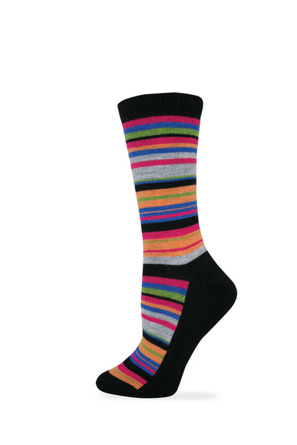 Wise Blend Ladies Merino Wool Striped Crew Sock
