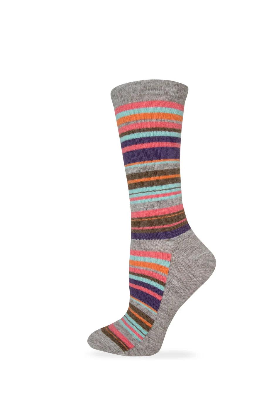 Wise Blend Ladies Merino Wool Striped Crew Sock