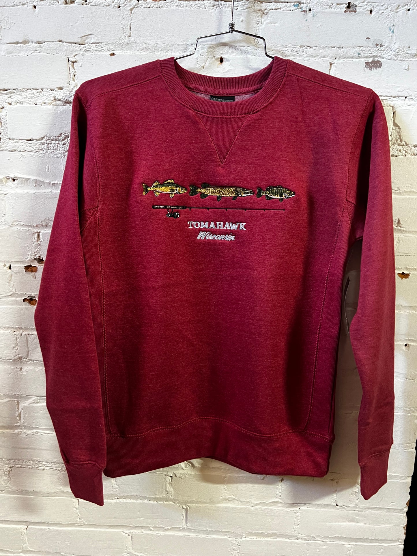 Tomahawk Embroidered Fish Heathered Crewneck