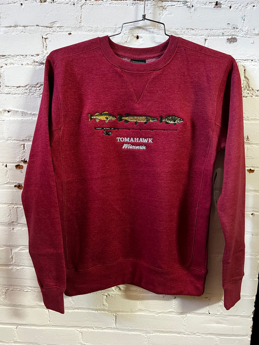Tomahawk Embroidered Fish Heathered Crewneck