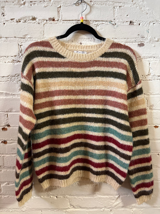 Marble & Mist Beige Striped Pullover Sweater