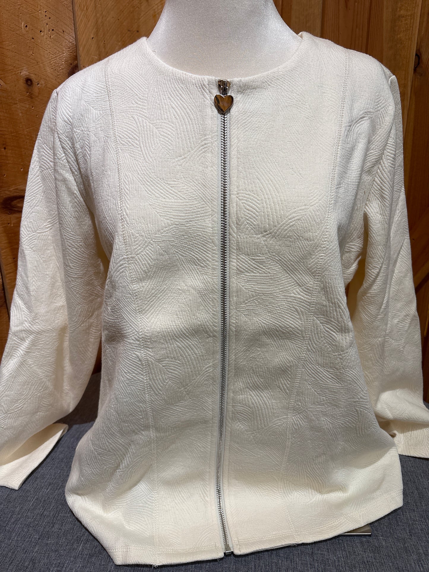 Creation Cream Swirl Zip Cardigan