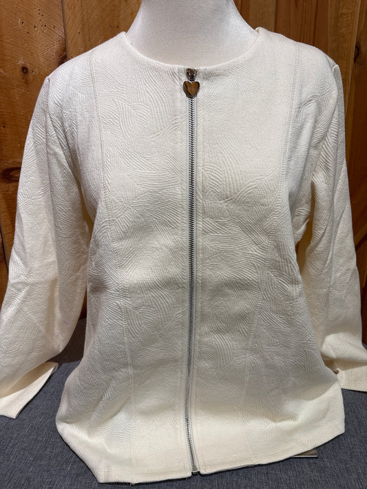Creation Cream Swirl Zip Cardigan