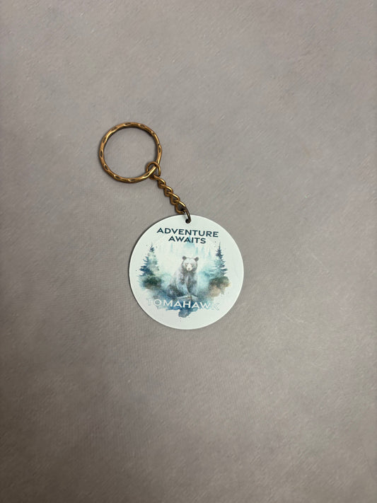 Adventure Awaits Watercolor Bear Keychain