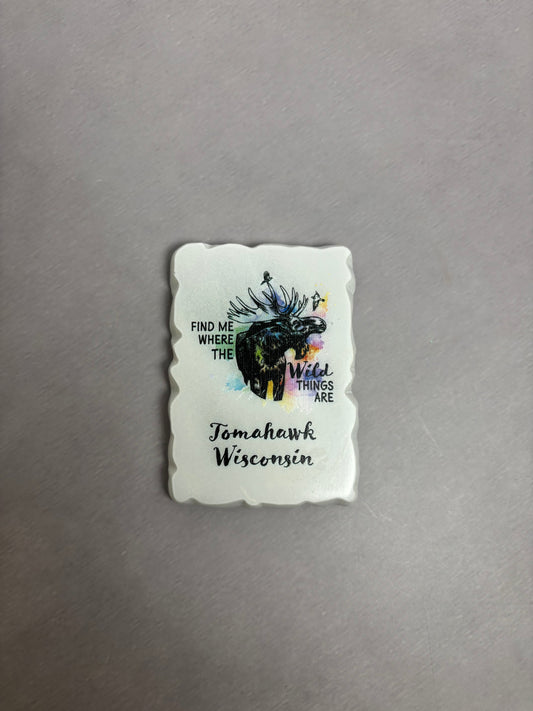 Find Me Where Moose Watercolor Magnet