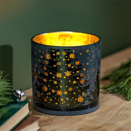 VivaStyle Etched Tree Glass Candle Holder