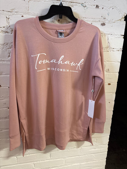 Tomahawk Modal Spandex High Low Crewneck