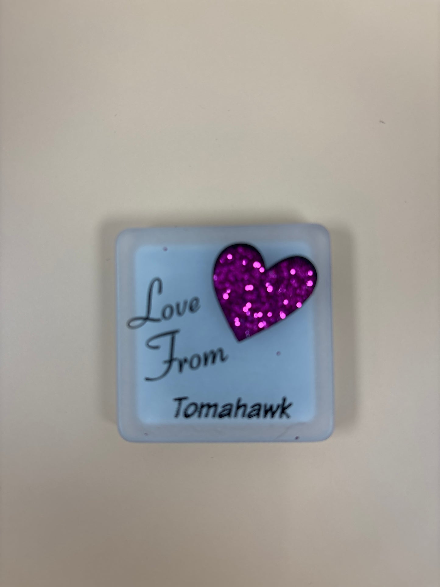 Love From Tomahawk Glitter Heart Magnet