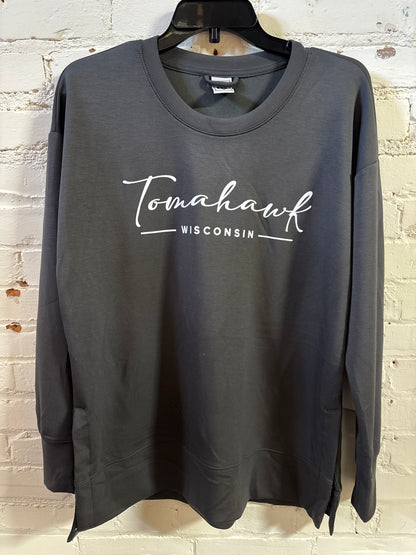 Tomahawk Modal Spandex High Low Crewneck