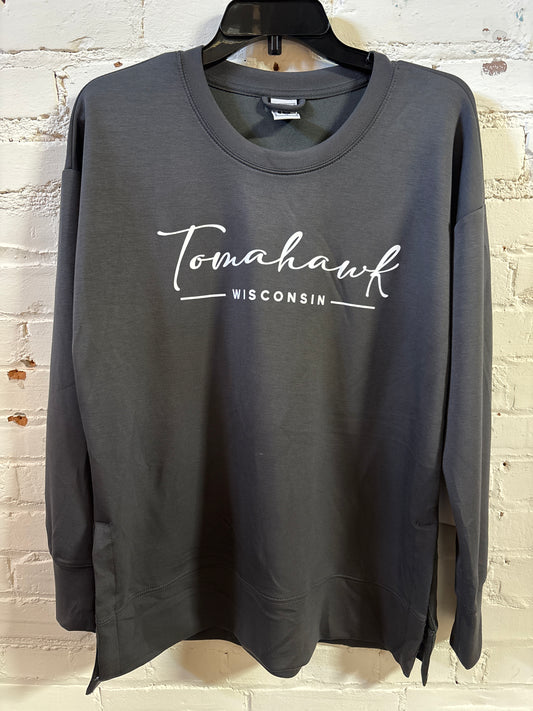 Tomahawk Modal Spandex High Low Crewneck