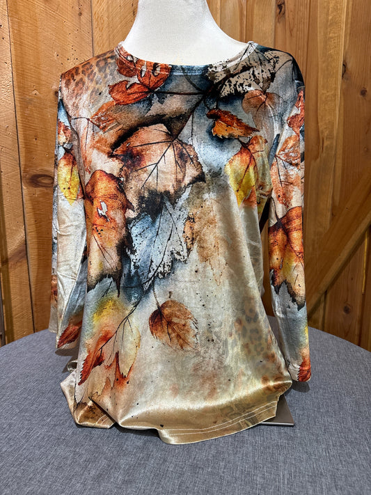 Creation Velour Long Sleeve Print Top